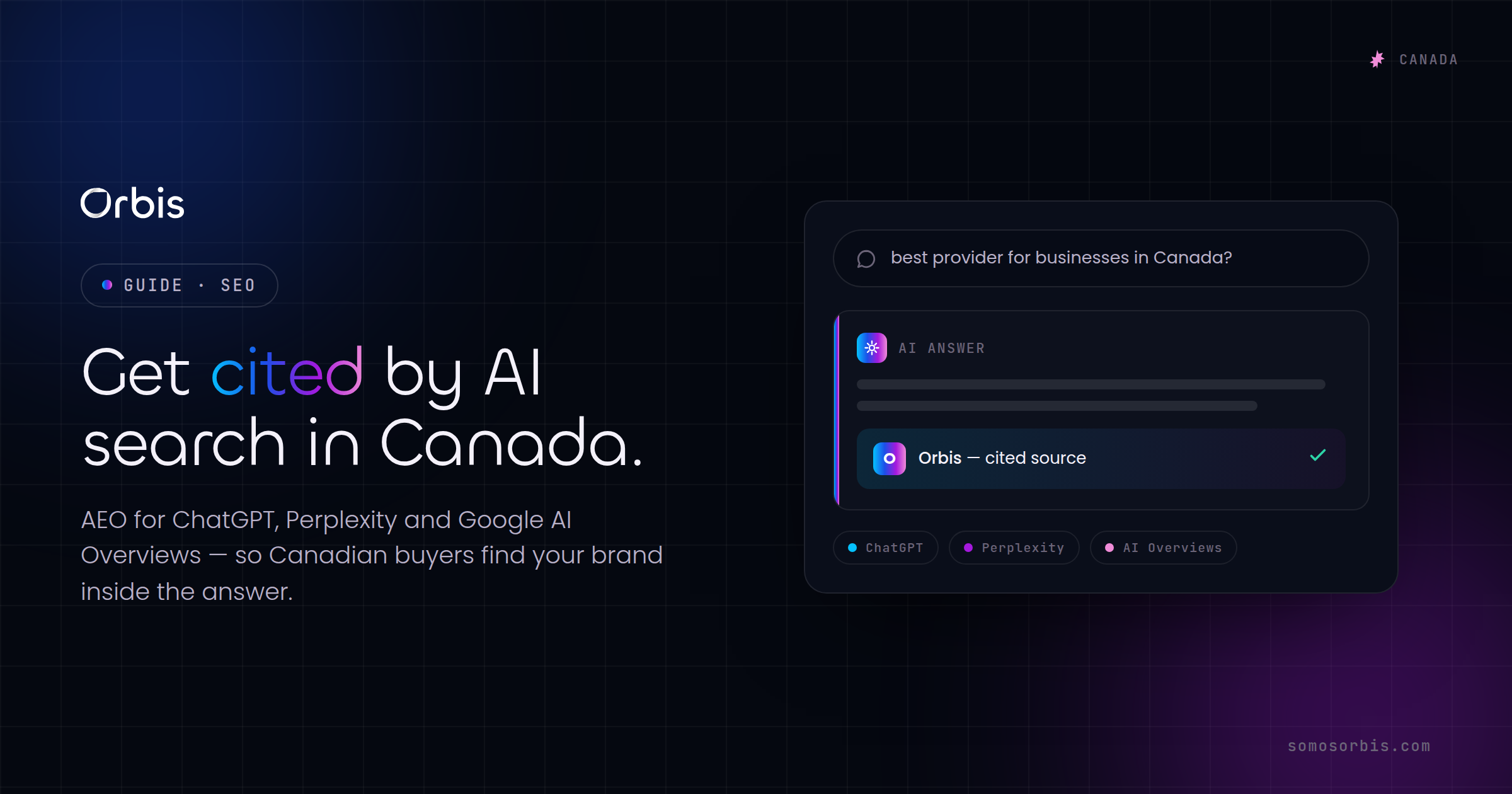 AEO and AI Search in Canada: Getting Cited by ChatGPT, Perplexity and Google AI Overviews