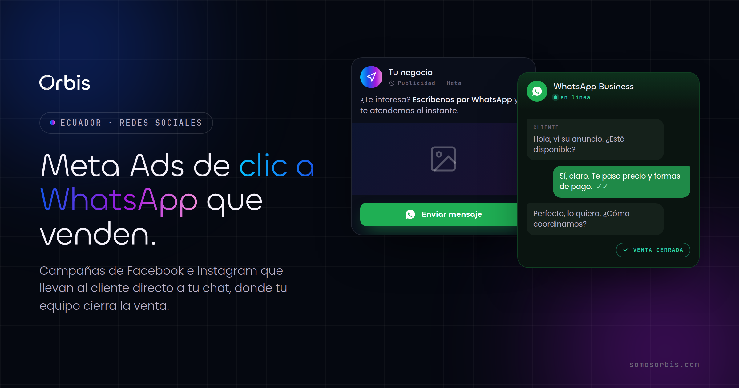 Meta y Facebook Ads en Ecuador: campañas de clic a WhatsApp que venden