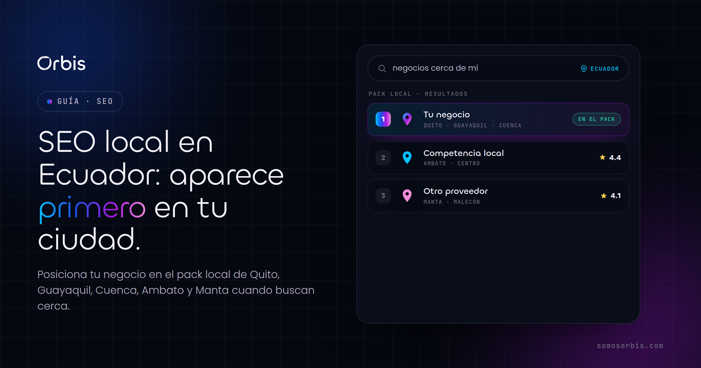 SEO local en Ecuador: como aparecer primero en Quito, Guayaquil, Cuenca, Ambato y Manta