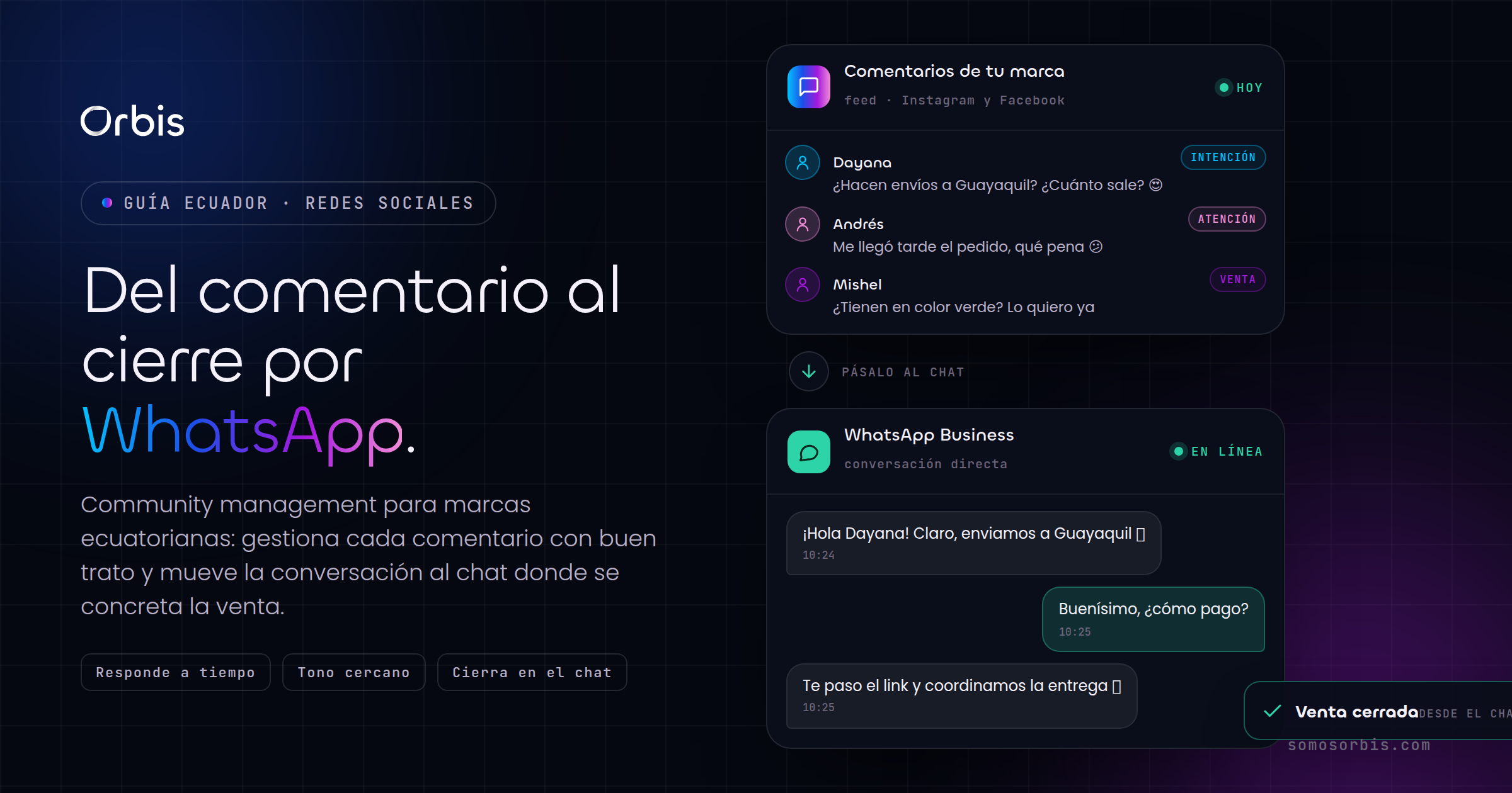 Community management en Ecuador: como gestionar comentarios y vender por WhatsApp