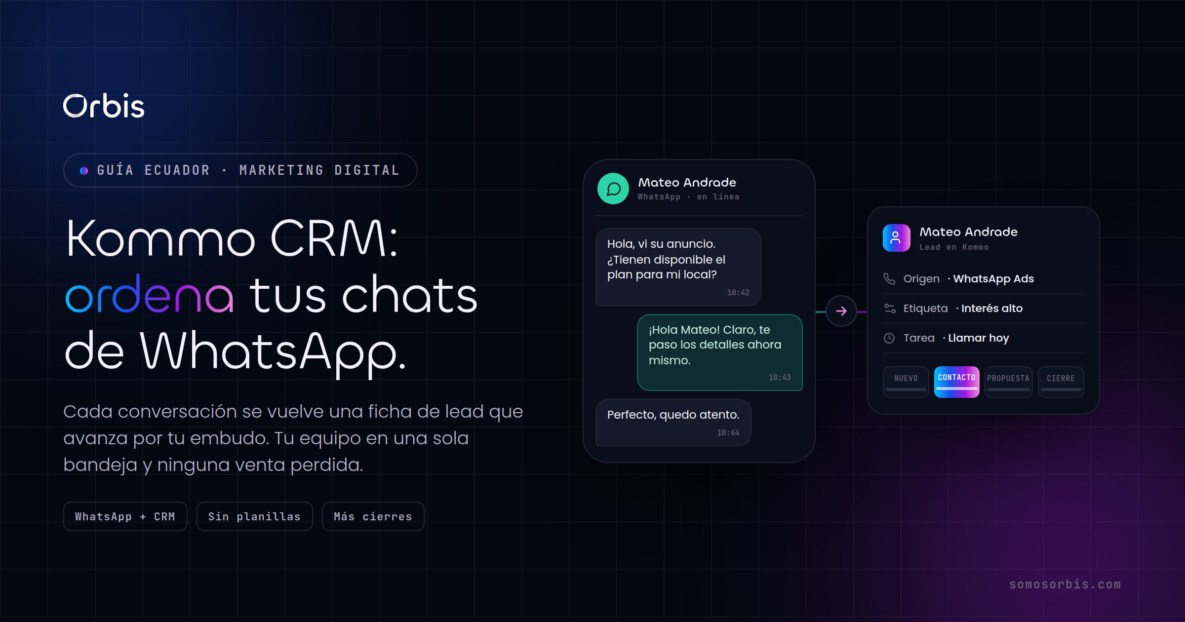 Kommo CRM y WhatsApp en Ecuador: ordena tus conversaciones y cierra más ventas