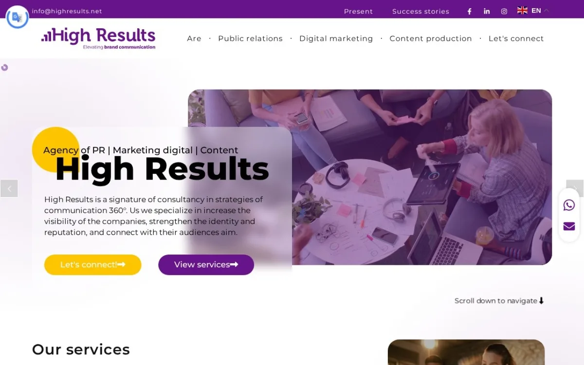 Sitio web de High Results