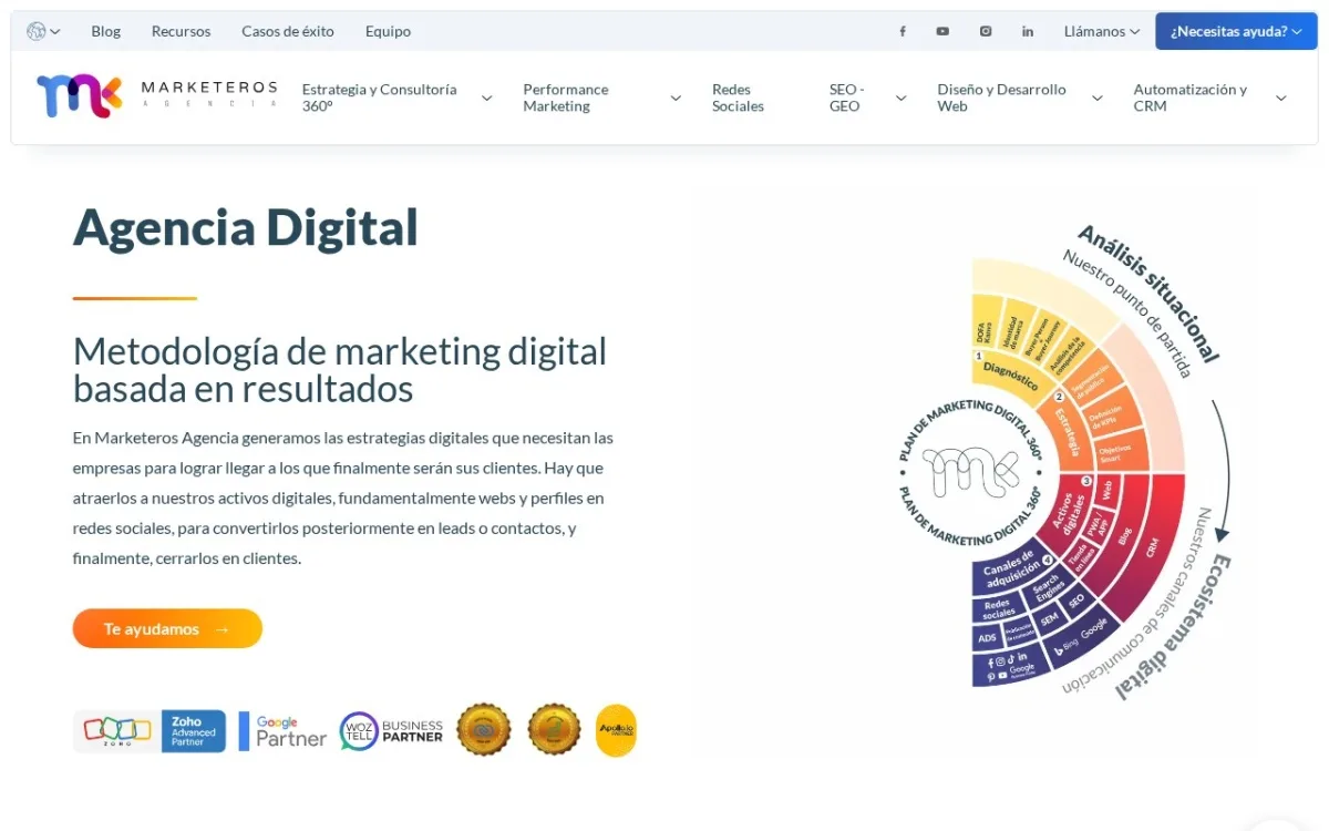 Sitio web de Marketeros Agencia